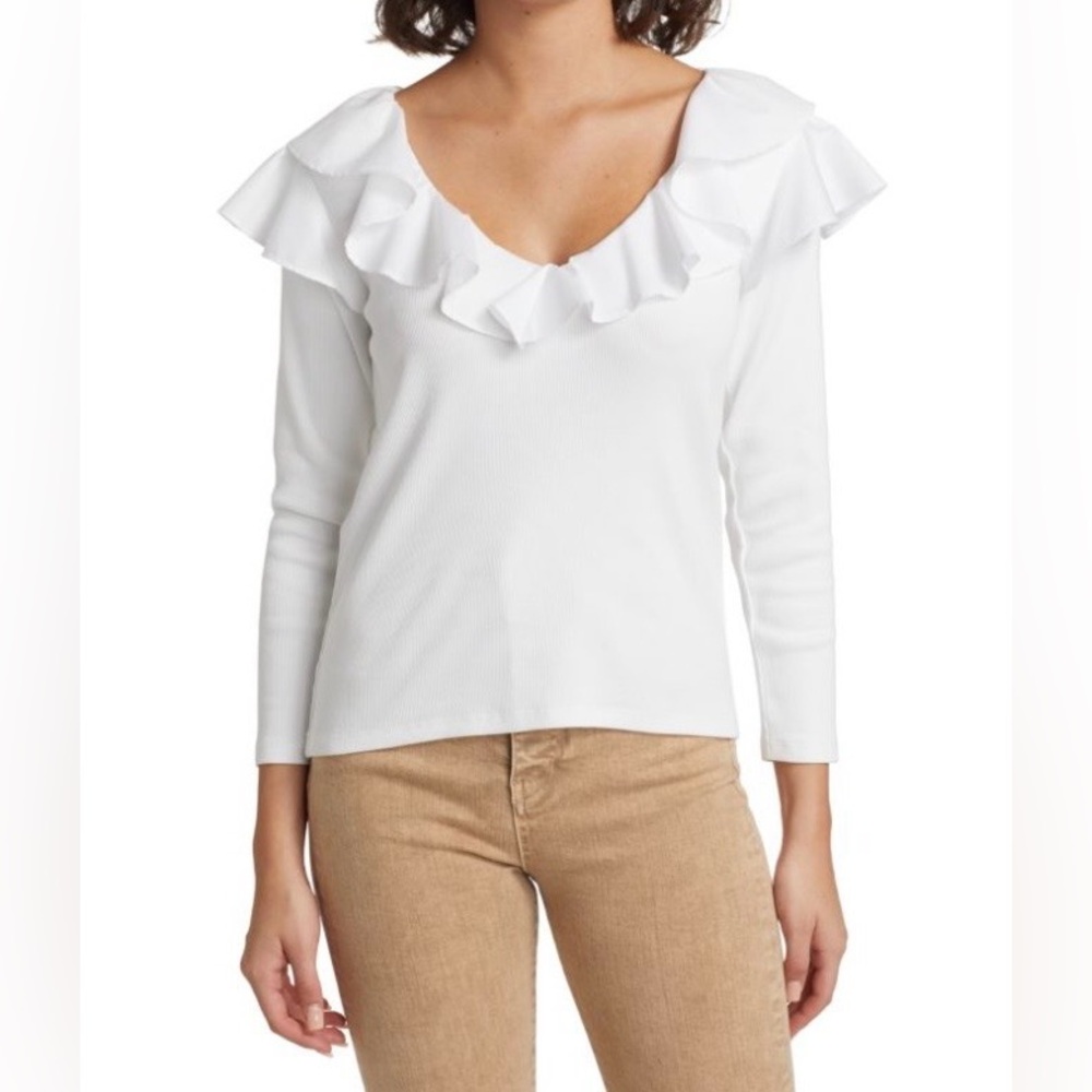 ⭐️NWT⭐️ Veronica Beard Strata Ruffled V-Neck, Size S
